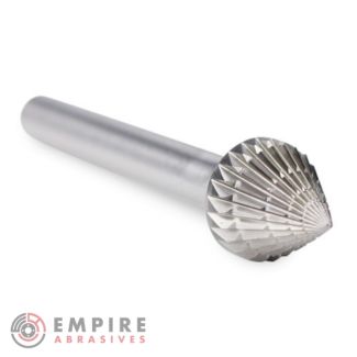 60 Degree Cone Shape Carbide Burr, Double Cut - 1/4" Shank