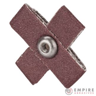 Abrasive cross pads made with aluminum oxide grains