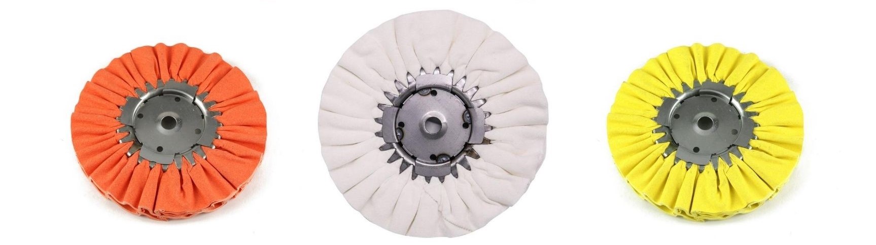 Different color airway buffing wheels - orange, white, yellow