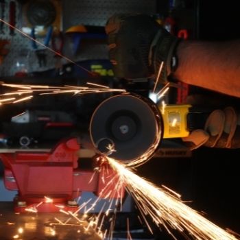Cutting metal with a 4 1/2" cutoff wheel on angle grinder