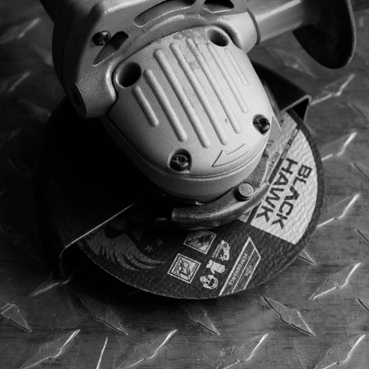 Blackhawk Abrasives cutoff wheel in an angle grinder
