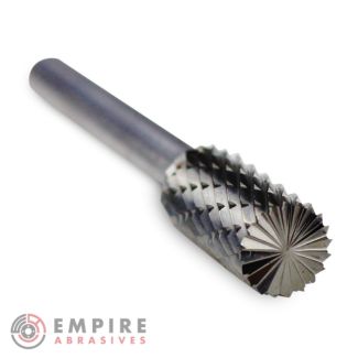 Cylinder End Cut Carbide Burr, Double Cut - 1/4" Shank