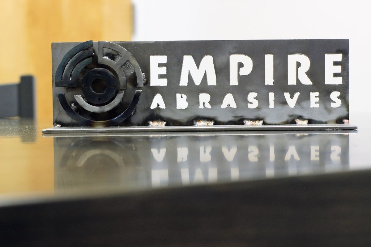 Metal Art - Empire Abrasives logo by Eric Harristhal aka dospistolasmetalworks