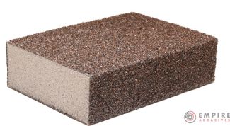 Abrasive foam block , showcasing a dual-layer design with a dense, grain-coated surface for precision sanding and a soft foam base for comfortable grip and flexibility