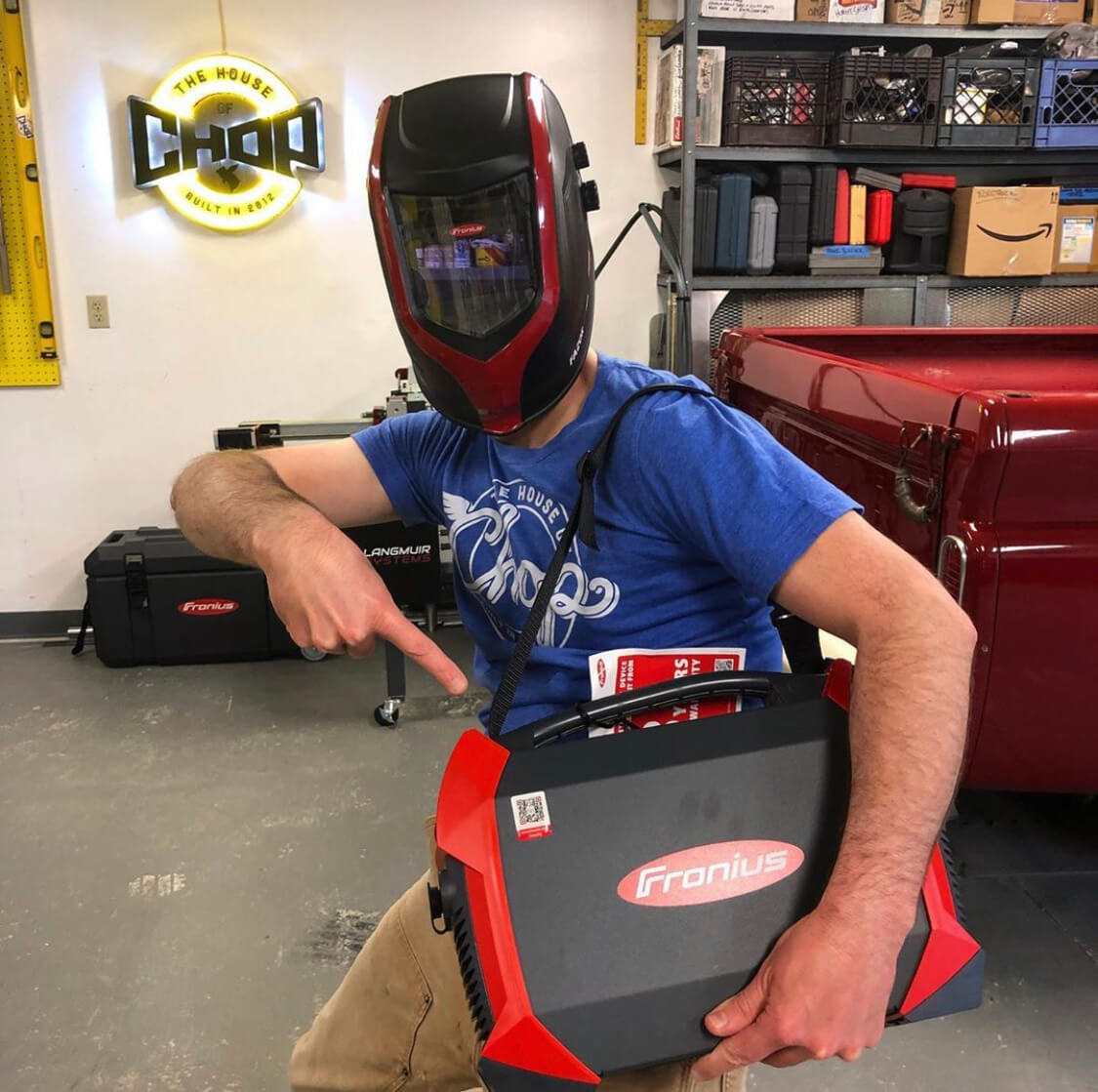 Philip Kaminski, aka House of Chop, with Fronius welder