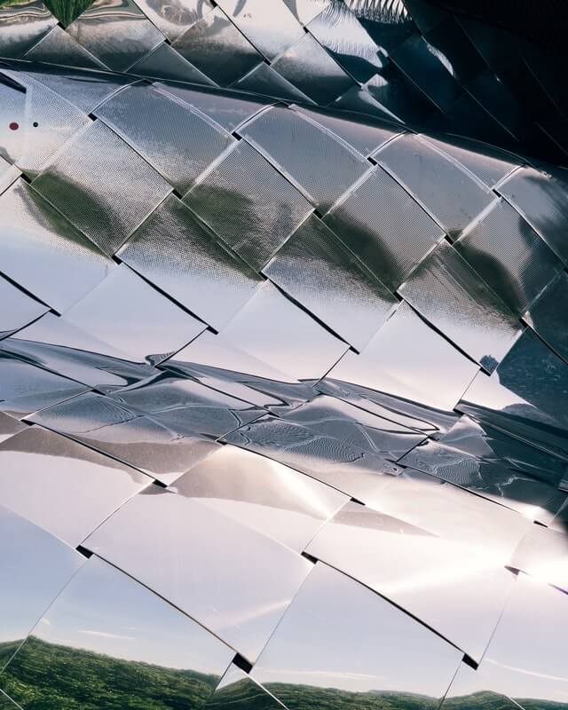 Philharmonie de Paris roof tiles example of a mirror finish on stainless steel