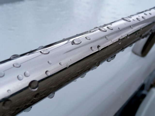 Stainless Steel handrail with water droplets