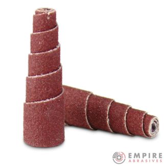 3/8" x 1-1/2" x 1/8" Tapered Cartridge Rolls (sanding cones) for die grinders, rotary drills, and air grinders